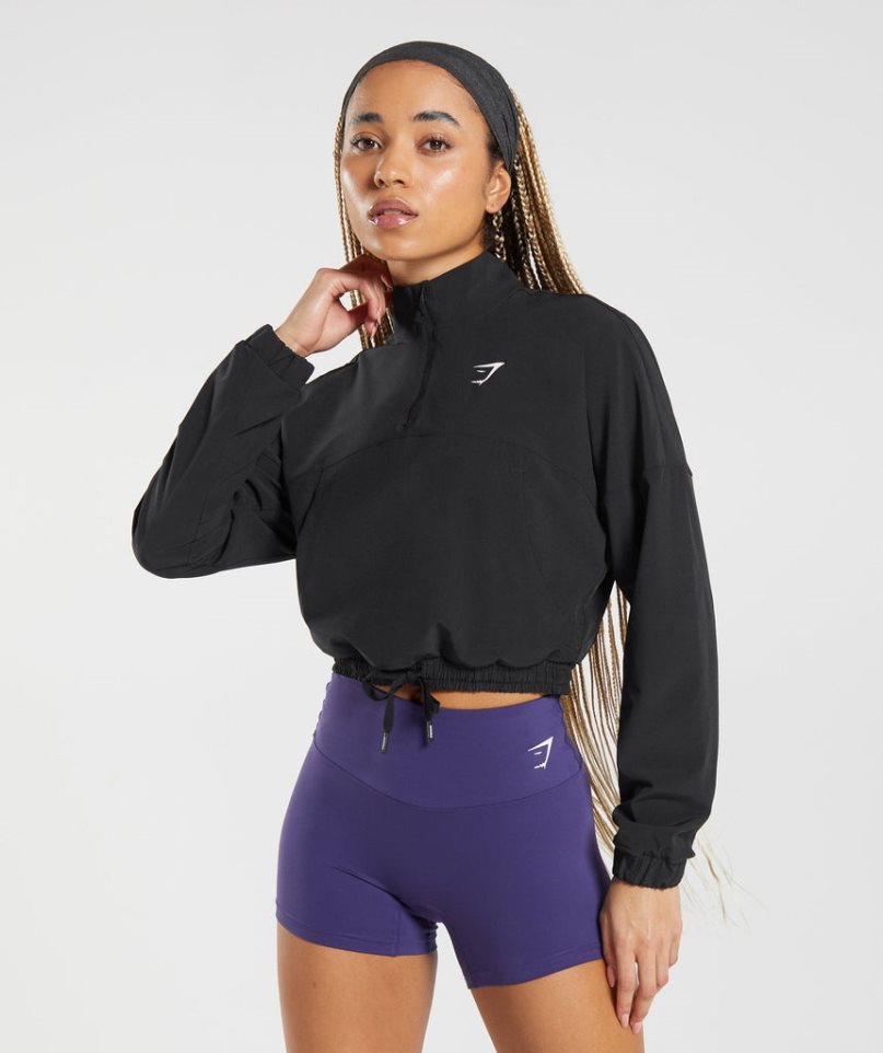 Wiatrówka Gymshark Sportowe Damskie Czarne | PL 935JIQ